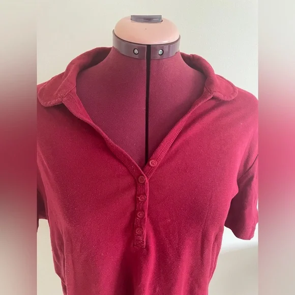 Women's Red Polo Shirt 100% COTTON - Picture 2 of 5